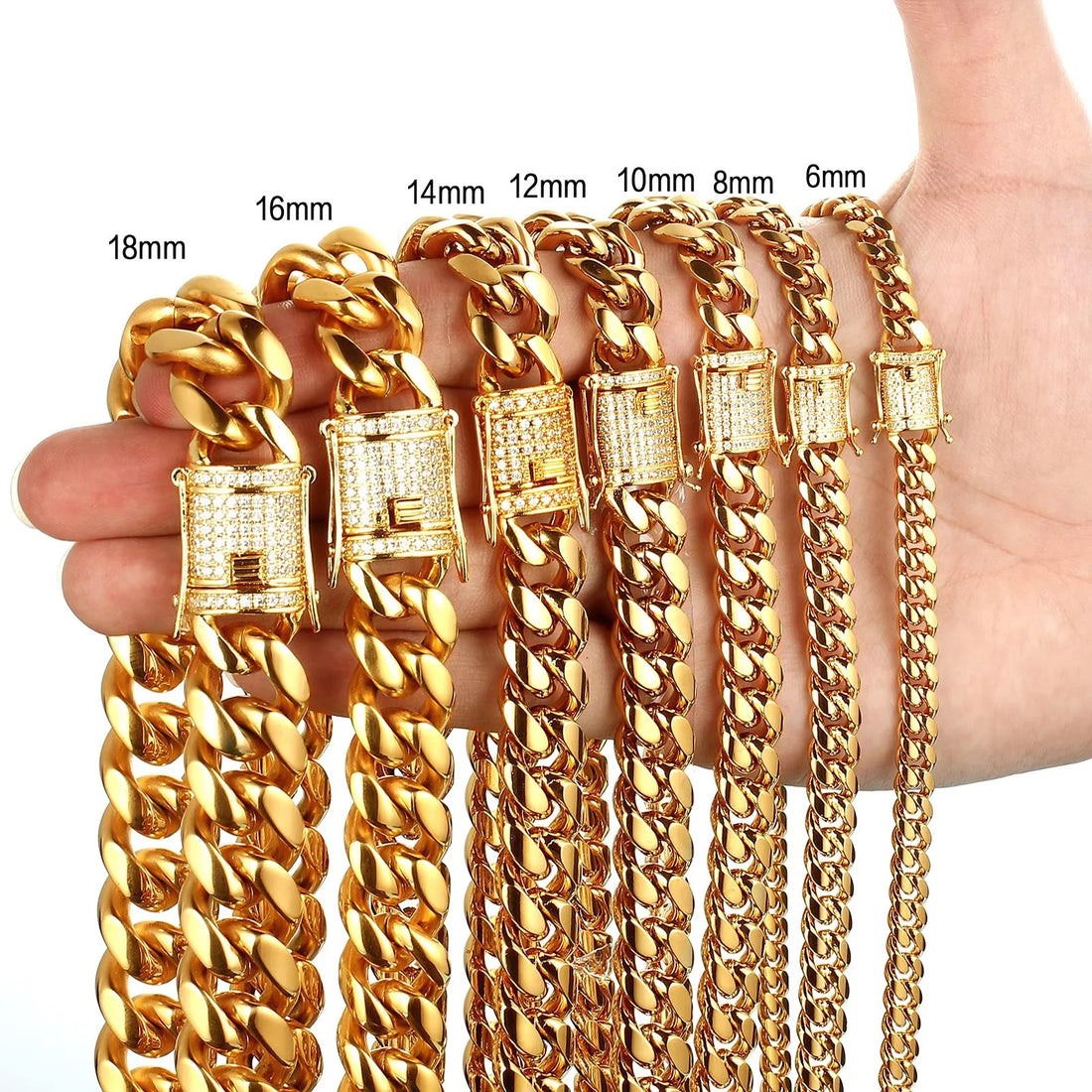 6-18MM CUBAN CHAIN 18K GOLD